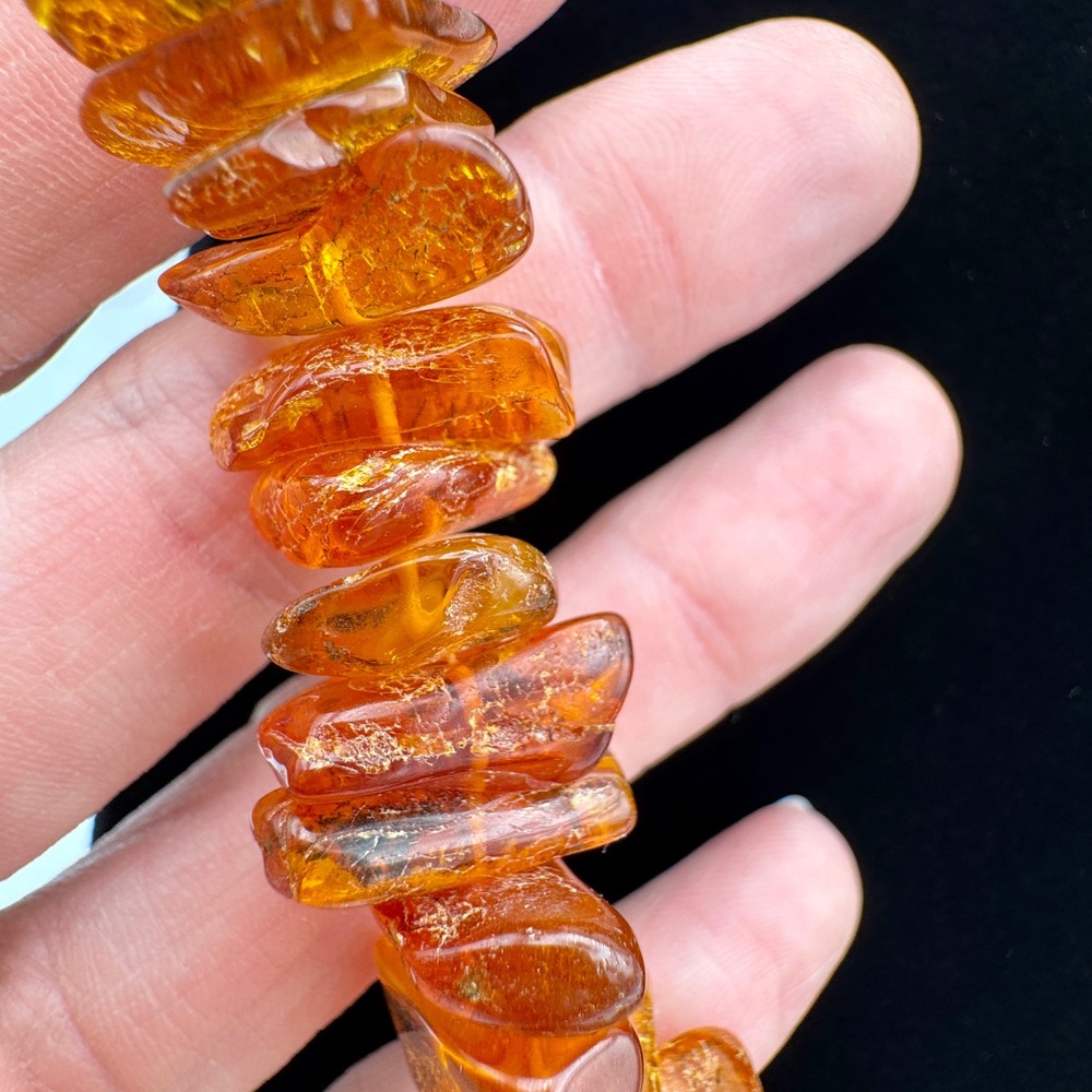Vintage‎ Natural Baltic Amber Chunky Chip Necklace Graduated Cognac Honey 30in - Picture 4 of 14